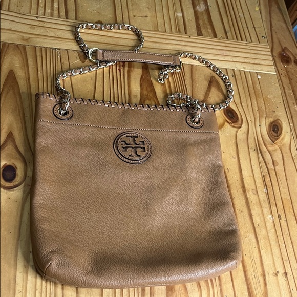 Tory Burch Marion Tan Pebbled Leather Bag NWOT - Picture 11 of 12
